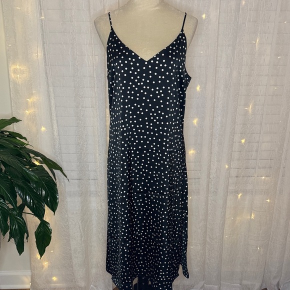 The Drop Dresses & Skirts - Elegant Black and White Polka Dot Midi Dress